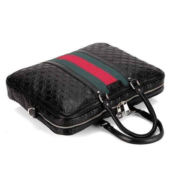 1:1 Gucci 246067 Men's Briefcase Bag-Black Guccissima Leather